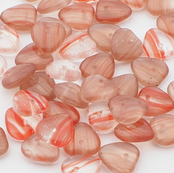 Lot (50) Czech pink marble heart pendant glass beads 11mm