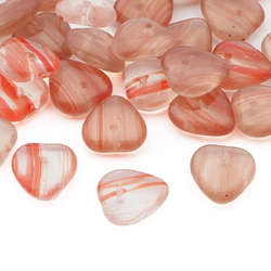 Lot (50) Czech pink marble heart pendant glass beads 11mm