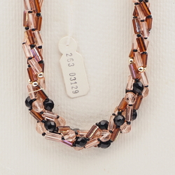 Vintage Czech 4 strand necklace vitrail topaz clear pentagon black glass beads 