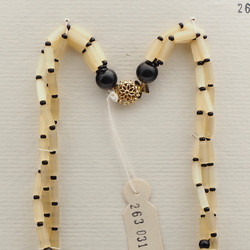 Vintage Czech 3 strand necklace yellow clear satin atlas pentagon black glass beads 