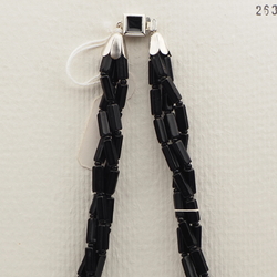 Vintage Czech 3 strand necklace black clear marble pentagon pearl glass beads 
