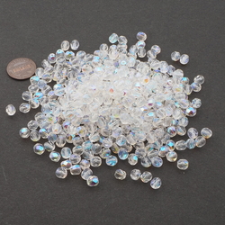 Lot (350) Czech AB crystal clear faceted glass beads 7mm