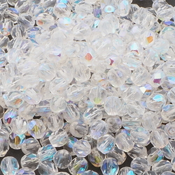 Lot (350) Czech AB crystal clear faceted glass beads 7mm