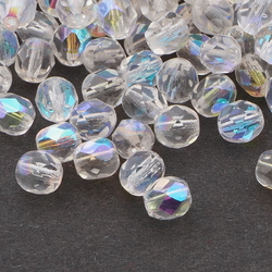 Lot (350) Czech AB crystal clear faceted glass beads 7mm