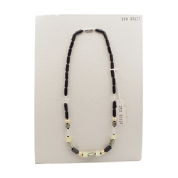 Vintage Czech necklace yellow black clear marble pentagon pearl glass beads 