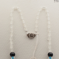 Vintage Czech 1 to 3 strand necklace clear black bicolor pentagon glass beads 