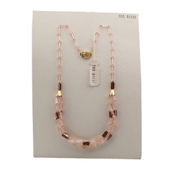 Vintage Czech 1 to 4 strand necklace vitrail topaz clear pentagon glass beads 