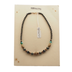 Vintage Czech necklace copper bronze metallic glass beads 