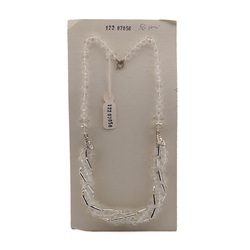 Vintage Czech 1 to 4 strand necklace clear rondelle glass beads silver plastic beads