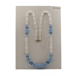 Vintage Czech necklace frost blue satin atlas pentagon blue teardrop glass beads 