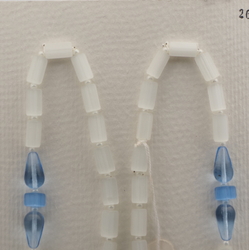 Vintage Czech necklace frost blue satin atlas pentagon blue teardrop glass beads 