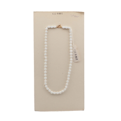 Vintage Czech necklace white cube seed glass beads 
