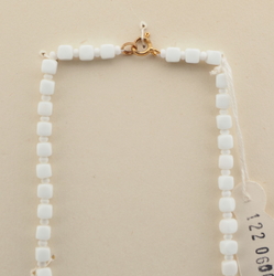 Vintage Czech necklace white cube seed glass beads 