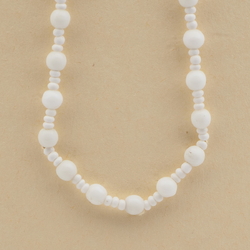 Vintage Czech necklace white round seed glass beads 
