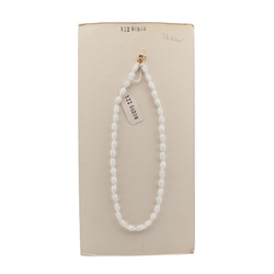 Vintage Czech necklace white twist oval glass beads 