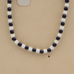 Vintage Czech necklace blue white round glass beads 