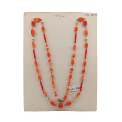 Vintage Czech gold chain necklace brown marble glass beads 