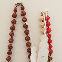 Vintage Czech necklace sample red twist glass beads 