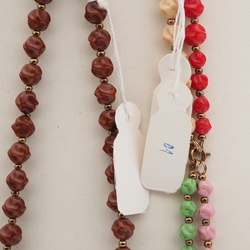 Vintage Czech necklace sample red twist glass beads 