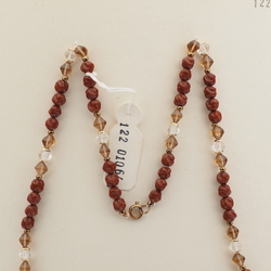 Vintage Czech necklace red twist topaz clear bicone glass beads 
