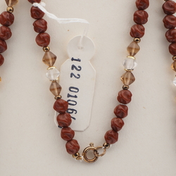 Vintage Czech necklace red twist topaz clear bicone glass beads 