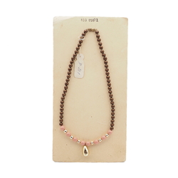 Vintage Czech necklace copper pink glass beads 
