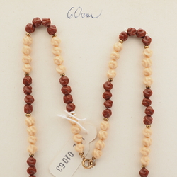 Vintage Czech necklace red beige twist glass beads 
