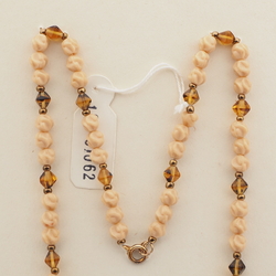 Vintage Czech necklace beige twist topaz bicone glass beads 