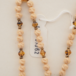 Vintage Czech necklace beige twist topaz bicone glass beads 