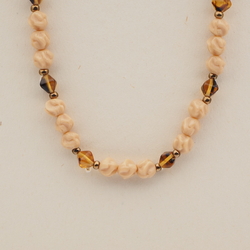 Vintage Czech necklace beige twist topaz bicone glass beads 