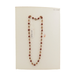 Vintage Czech wired link necklace red brown twist topaz bicone glass beads 