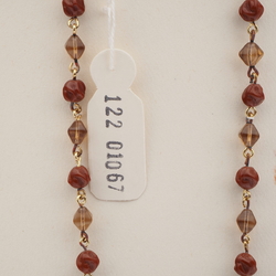 Vintage Czech wired link necklace red brown twist topaz bicone glass beads 
