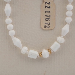 Vintage Czech necklace white rondelle flower bicone bugle round glass beads 