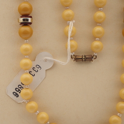 Vintage Czech necklace beige mustard glass beads 
