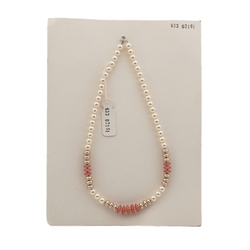 Vintage Czech necklace pearl metallic pink opaline glass beads 