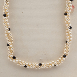 Vintage Czech 3 strand necklace black pearl glass beads 