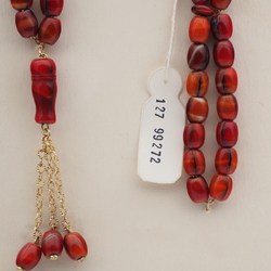 Vintage prayer bead strand Czech brown marble glass beads 
