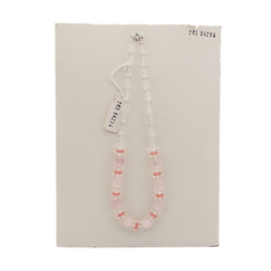 Vintage Czech necklace pink satin atlas opaline clear glass beads 