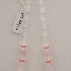 Vintage Czech necklace pink satin atlas opaline clear glass beads 