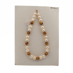 Vintage Czech necklace pearl mustard marble glass beads 