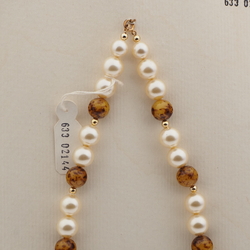 Vintage Czech necklace pearl mustard marble glass beads 