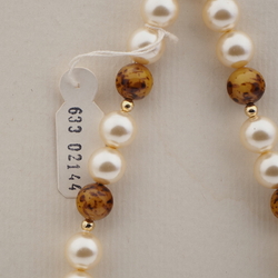 Vintage Czech necklace pearl mustard marble glass beads 