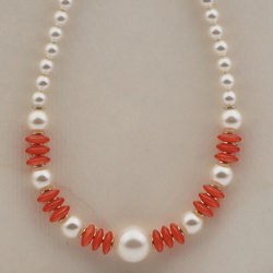 Vintage Czech necklace pearl pink opaline glass beads