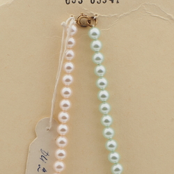 Vintage Czech necklace pearl glass beads gold leaf pendant
