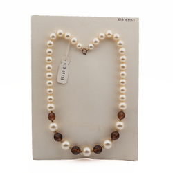 Vintage Czech necklace large pearl topaz glass beads 