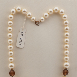 Vintage Czech necklace large pearl topaz glass beads 
