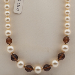 Vintage Czech necklace large pearl topaz glass beads 