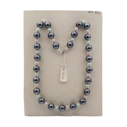 Vintage Czech necklace large pearl metallic round glass beads 