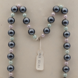 Vintage Czech necklace large pearl metallic round glass beads 