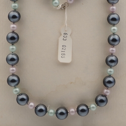 Vintage Czech necklace large pearl metallic round glass beads 